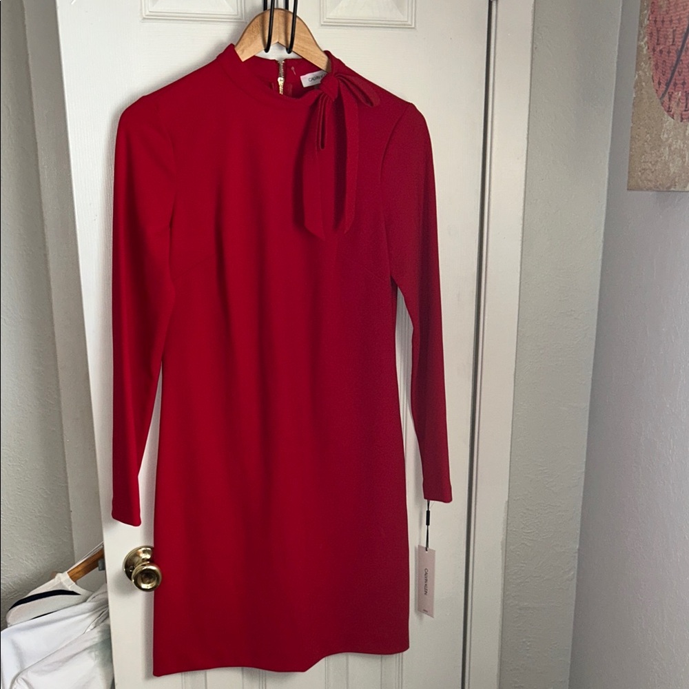 Elegant Red Long-Sleeve Dress
